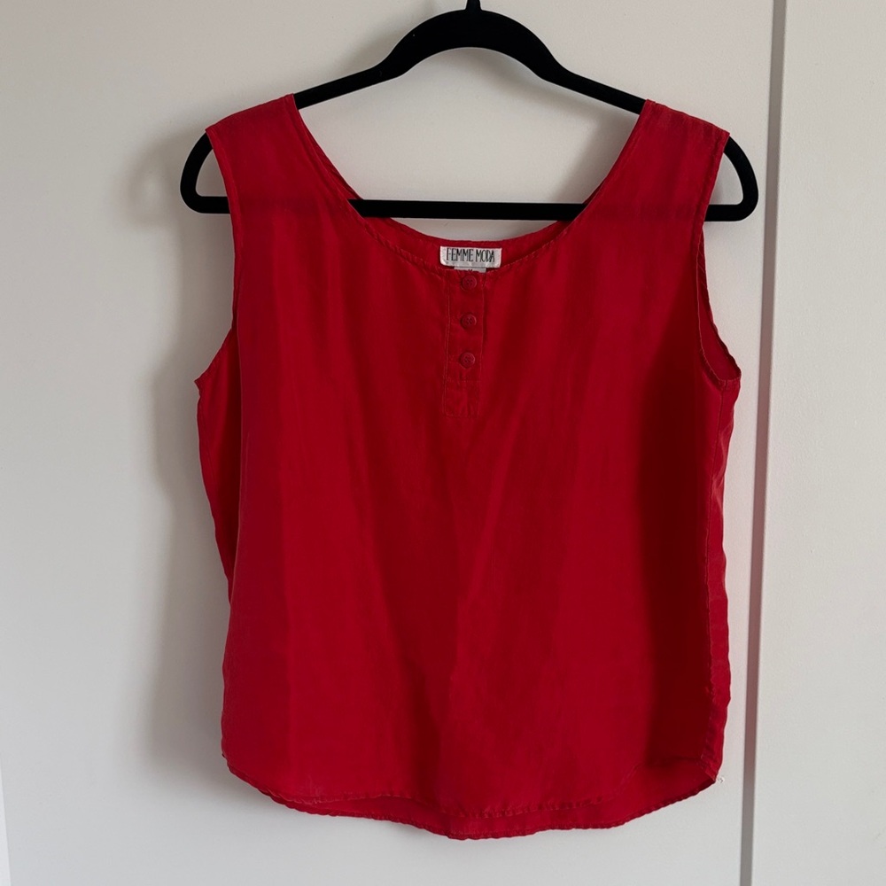 Vintage Silk Red Tank Top